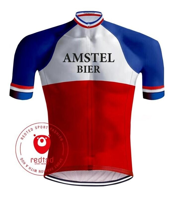 RETRO WIELERSHIRT AMSTEL BIER ROOD/BLAUW - REDTED