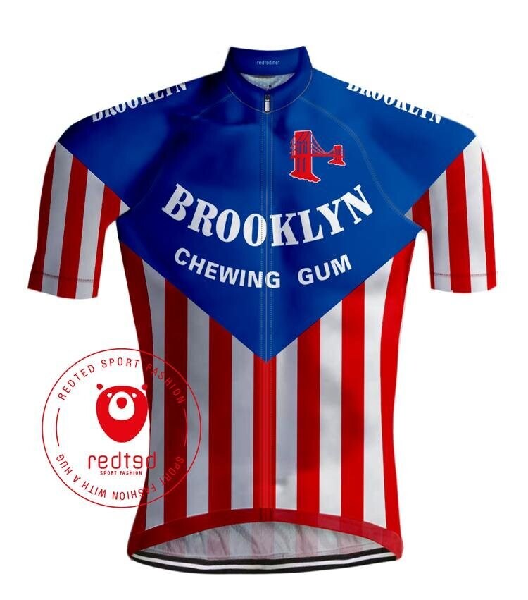 RETRO WIELERSHIRT BROOKLYN BLAUW/ROOD - REDTED