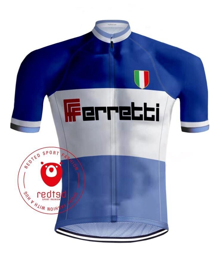 RETRO WIELERSHIRT FERRETTI BLAUW - REDTED
