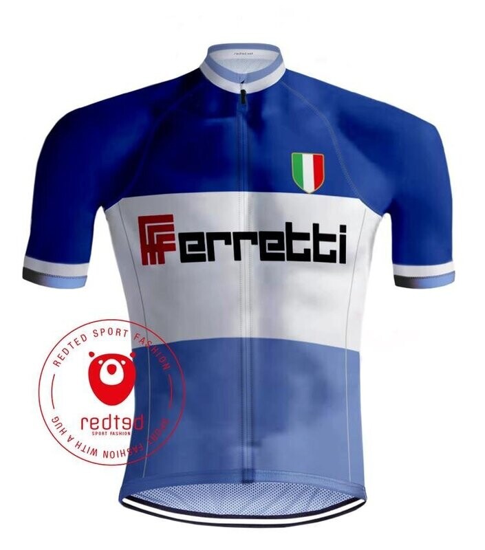 RETRO WIELERSHIRT FERRETTI BLAUW - REDTED