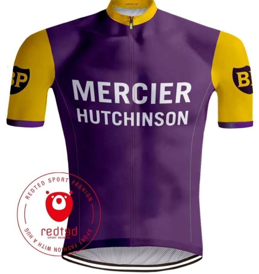 RETRO WIELERSHIRT MERCIER PAARS/GEEL - REDTED