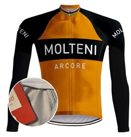 RETRO WIELERSHIRT WINTER MOLTENI ORANJE (FLEECE)