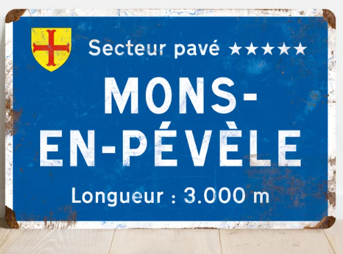 Vintage stijl fietsbord - Mons en Pévèle