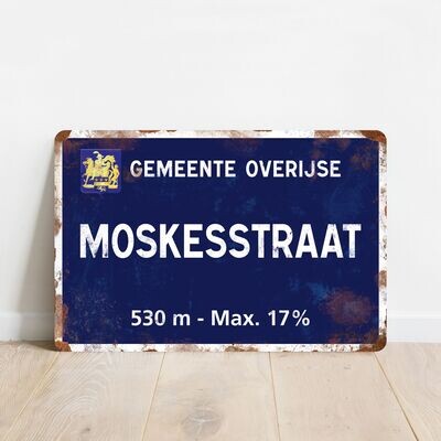 Vintage stijl fietsbord - Moskesstraat