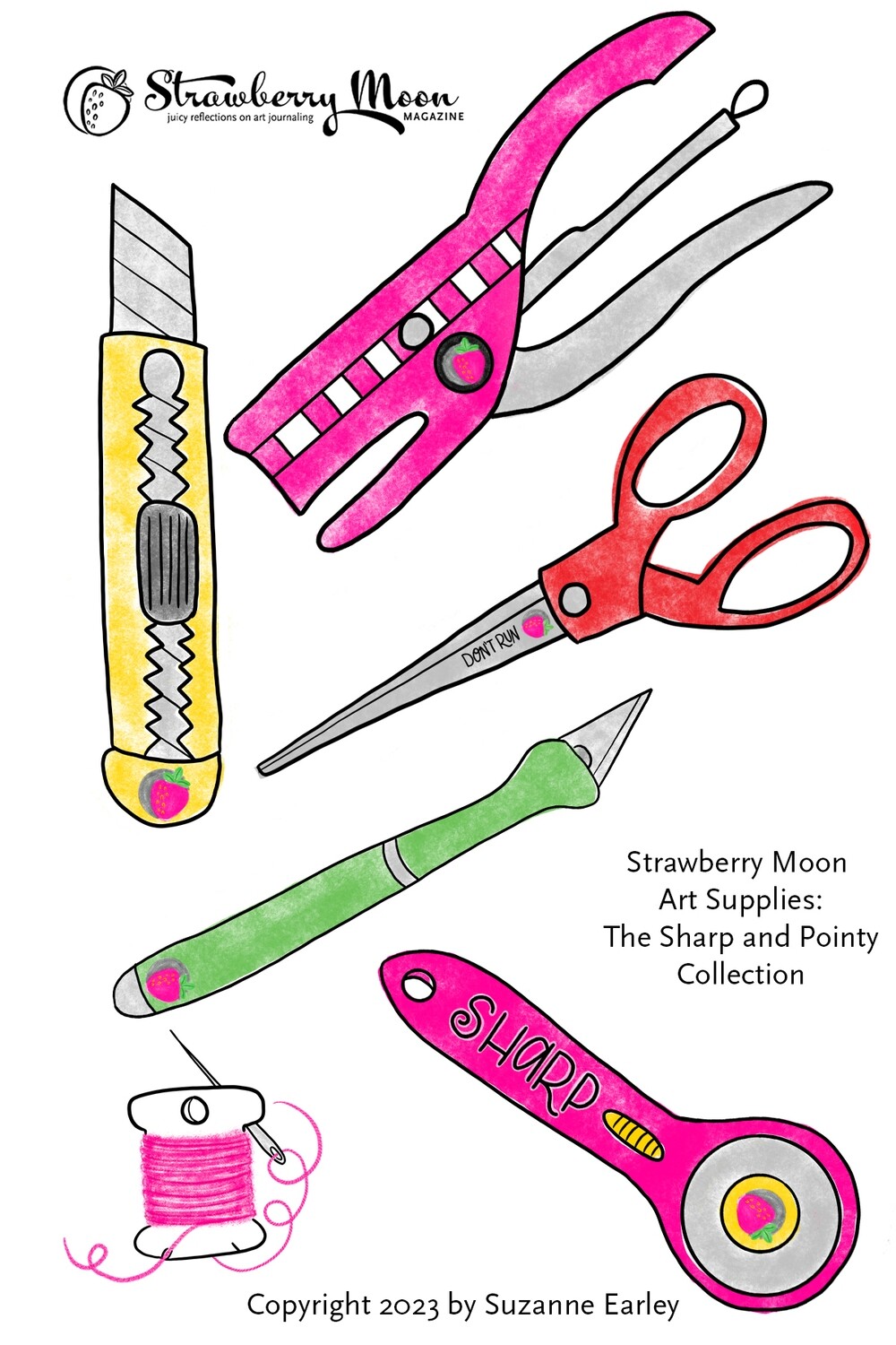 Strawberry Moon Art Supply Stickers, Stickers: The Sharp and Pointy Collection