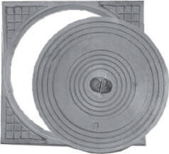 Registro cuadrado con tapa circular de fundición gris Acrisol