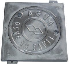 Registro cuadrado con tapa circular en fundición de aluminio Acrisol