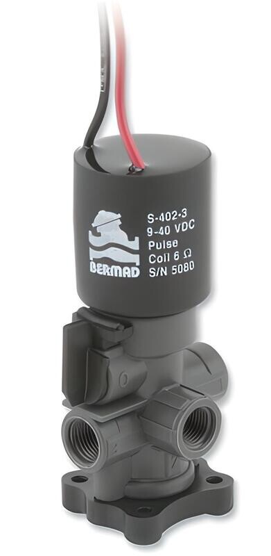 Solenoide para riego Bermad 3 vías plástico 9-40V DC Latch S402-P-3W