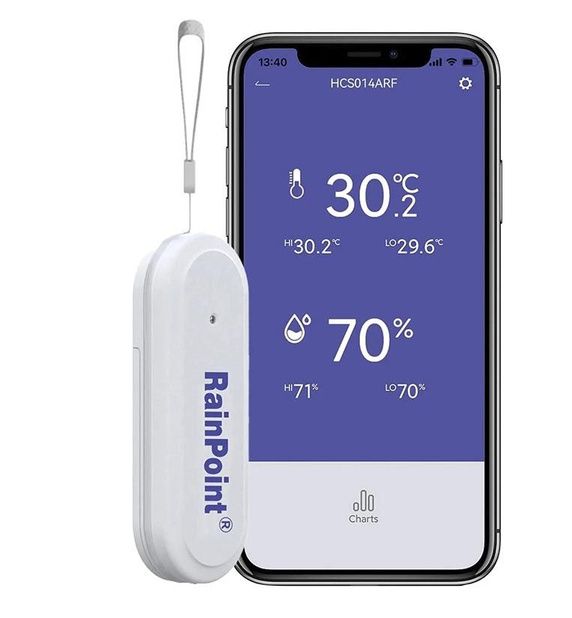 Sensor de temperatura y humedad ambiente para jardín Rain Point Smart+