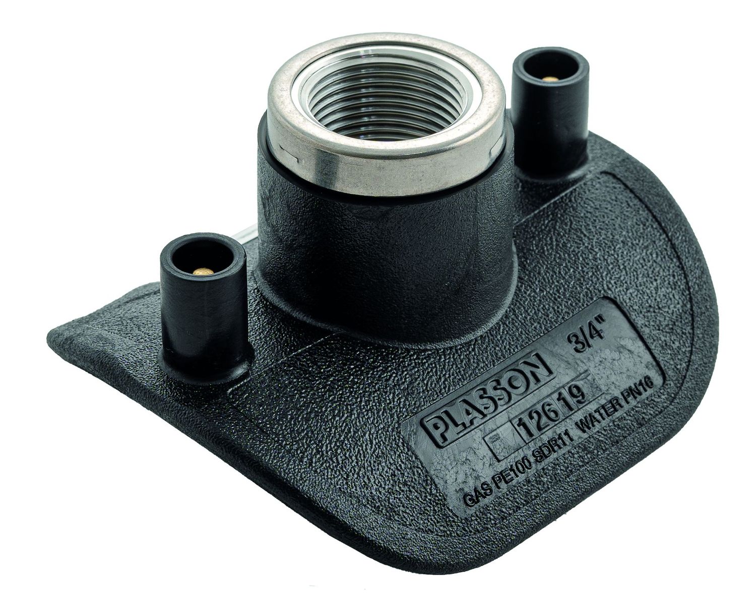 Collarín de toma simple ajustable de polietieno electrosoldable Plasson PN16 DN110-DN1200 rosca AISI316