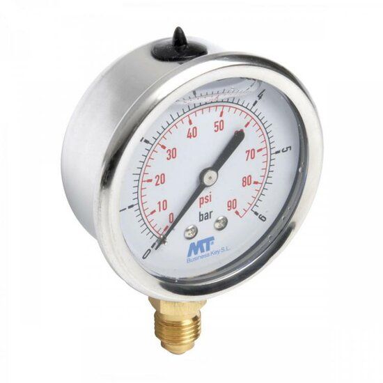 Manómetro con glicerina MT 1/4" de acero inoxidable