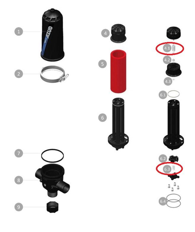 Kit de resortes del filtro automático de anillas para riego Azud Helix automatic Kit de resortes del filtro automático de anillas para riego Azud Helix automatic