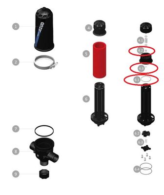 Kit de juntas del pistón para el filtro automático de anillas para riego Azud Helix automatic Kit de juntas del pistón para el filtro automático de anillas para riego Azud Helix automatic