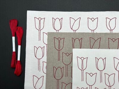 Red Tulips, Choose a fabric: white cotton