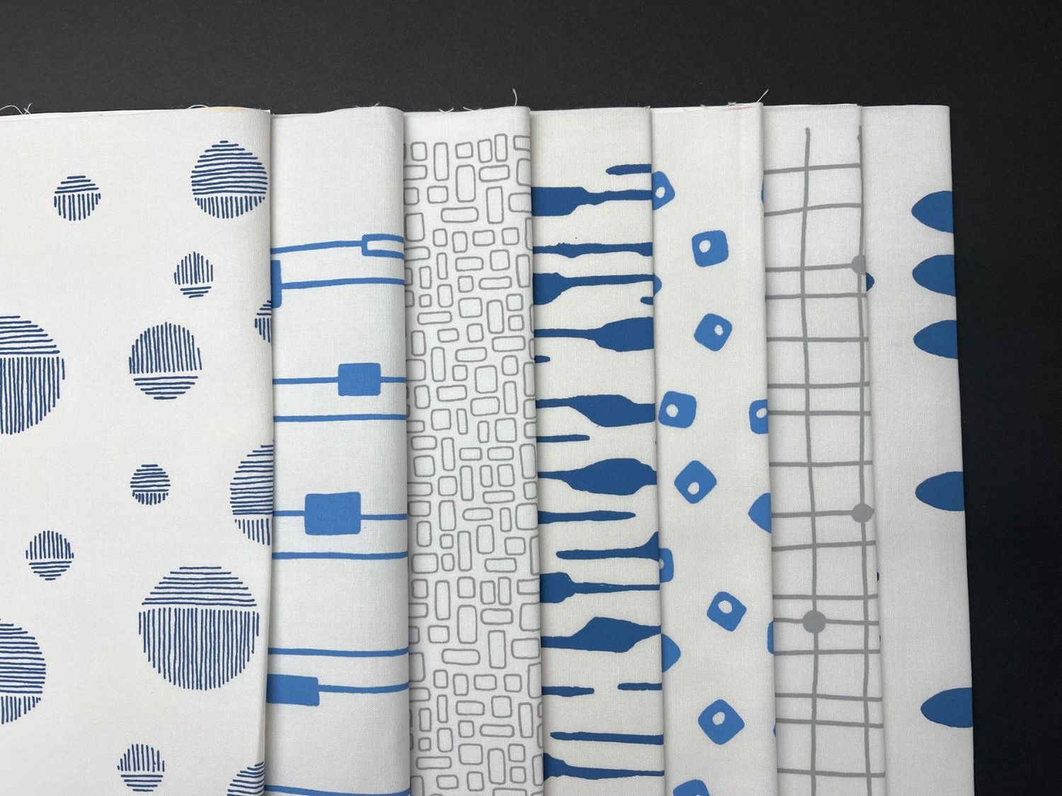 Pod Quilt Bundle of Cotton Fabrics, Blue - Grey