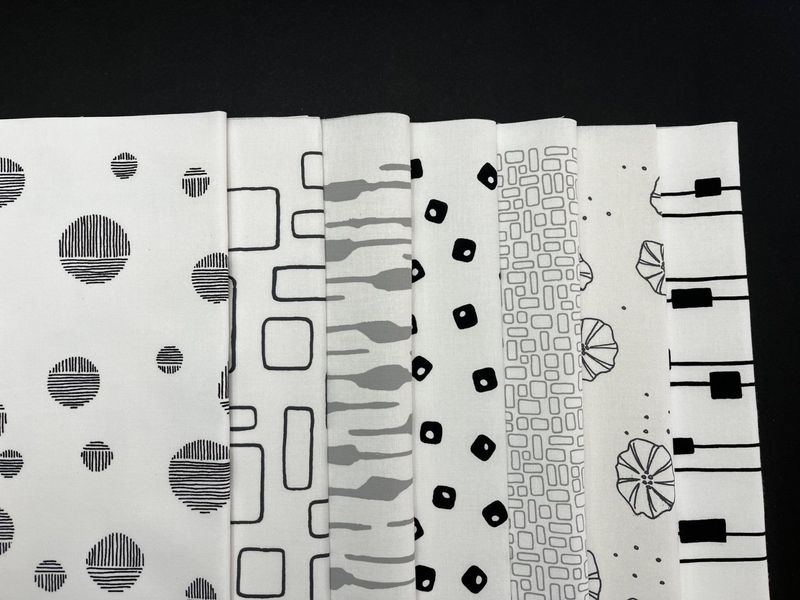 Pod Quilt Bundle of Cotton Fabric, Black - Grey