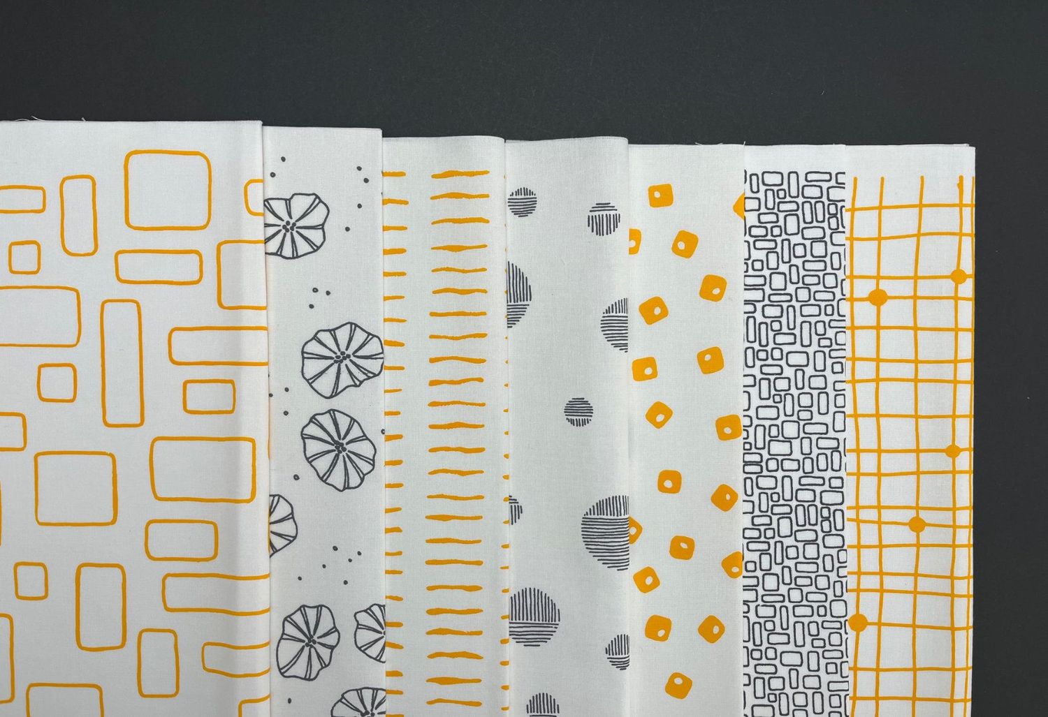 Pod Quilt Bundle of Cotton Fabrics, Yellow - Grey
