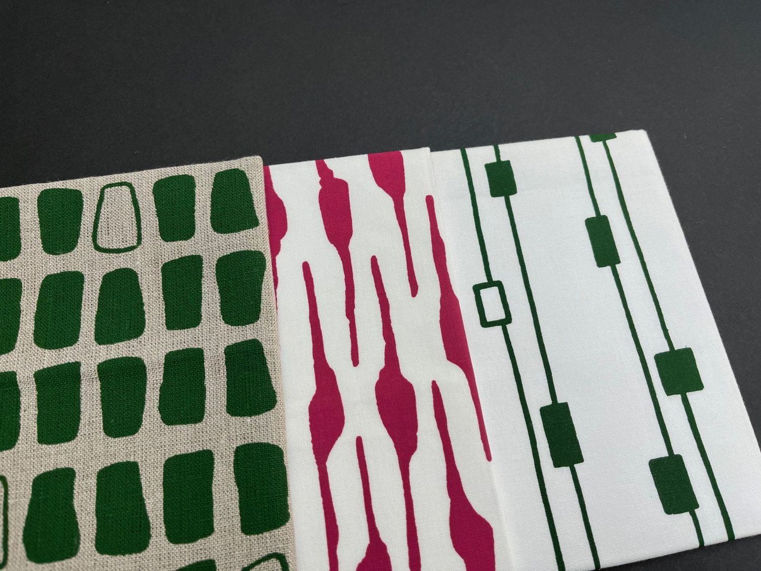 Bundle of 3 fabrics, forest and blush
