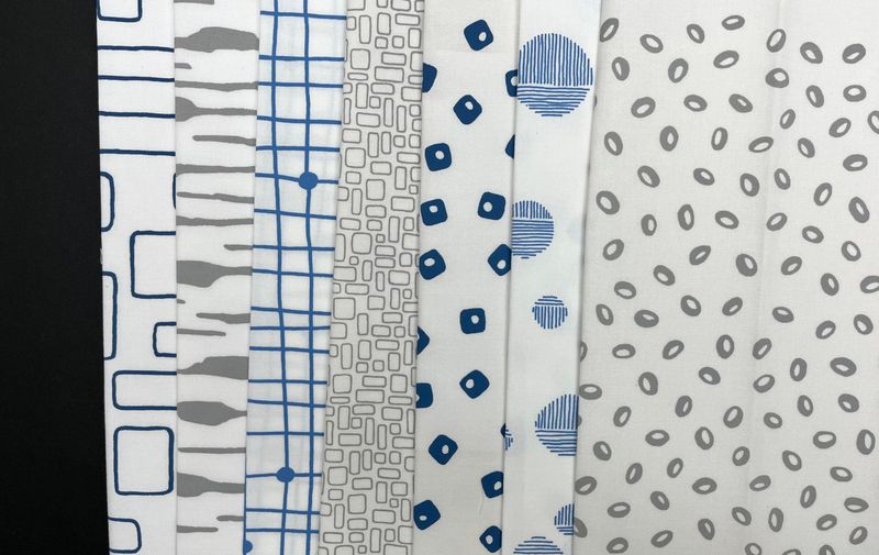 Pod Quilt Bundle of Cotton Fabrics, Blue - Grey