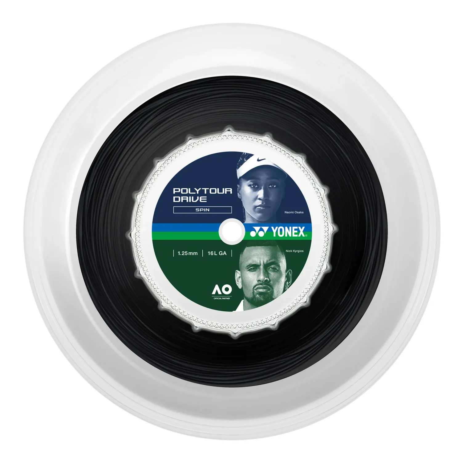 Rollo Cuerda Tenis POLY TOUR DRIVE 1.25 / 16L Negro