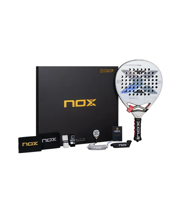 Pack Nox AT10 Genius 12K Limited Edition 2025 Premier Padel Dubai P1 + Protector + Grip