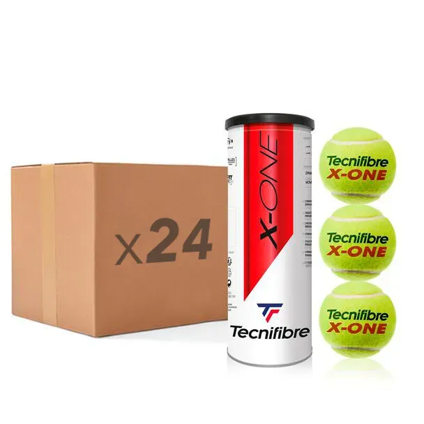 Caja de 24 Tarros pelotas de tenis – Tecnifibre X-One x3