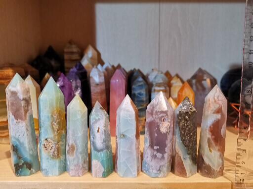 Blue Green Flower Agate points