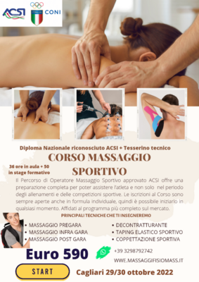 Corso Massaggiatore Sportivo E.d.p. Coni