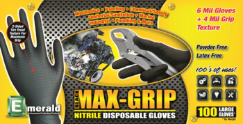 Black Grip Nitrile Gloves - Powder Free 10 mil. Black Grip Nitrile Gloves - Powder Free 10 mil.