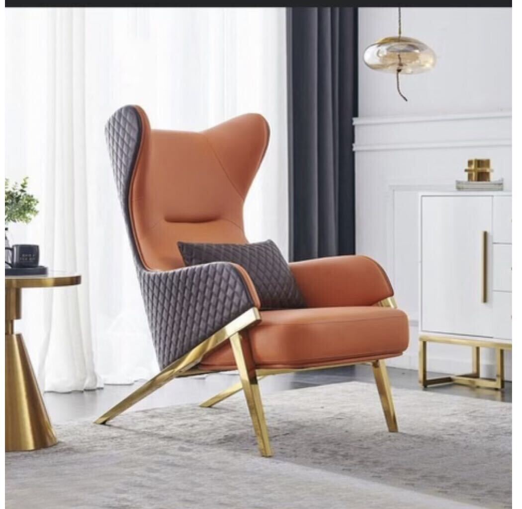 High back arm chair in gold frame