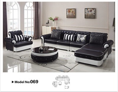 Three seater with chaise + Ottoman + Single seater +Coffee table On sale
