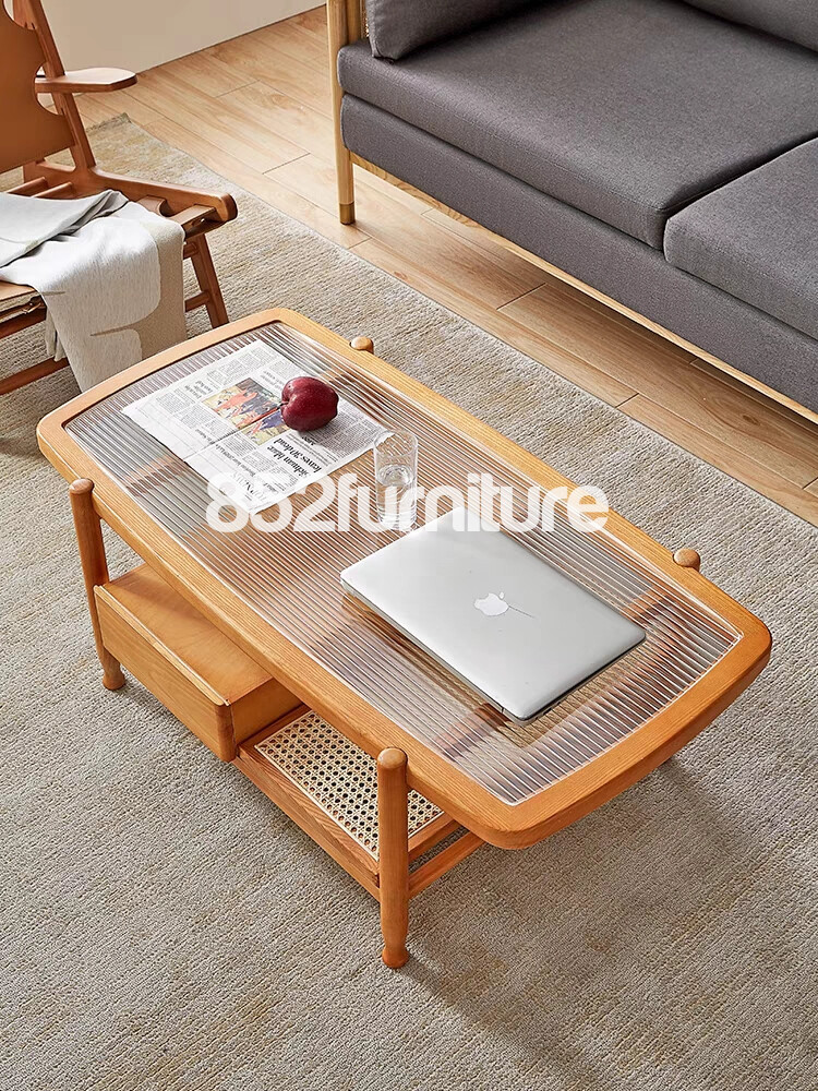 ​A364 日式長虹玻璃茶几 (reeded glass coffee table)