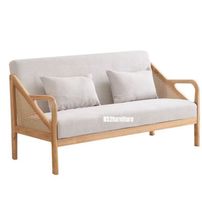 ​A146 日式藤面布梳化(Solid wood fabric sofa)
