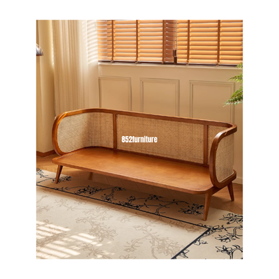 (包送貨安裝 | Delivery and Assembly Included) A262 日式藤面布梳化(Solid wood fabric sofa)