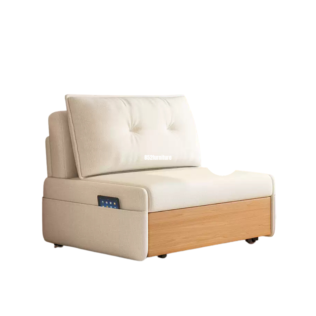 A495日式布藝梳化床 (wooden fabric sofa bed)