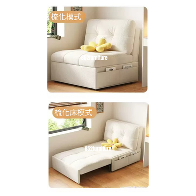 (包送貨安裝 | Delivery and Assembly Included)  A498日式布藝梳化床 (wooden fabric sofa bed)