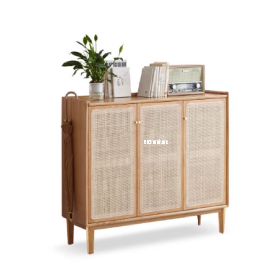 A586藤織面三門鞋櫃 (rattan shoe cabinet)