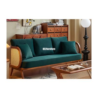 (包送貨安裝 | Delivery and Assembly Included) A262 日式藤面布梳化(Solid wood fabric sofa)