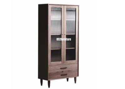 (包送貨安裝 | Delivery and Assembly Included)  A020 日式長虹玻璃書櫃 (Reeded Glass Bookshelf)
