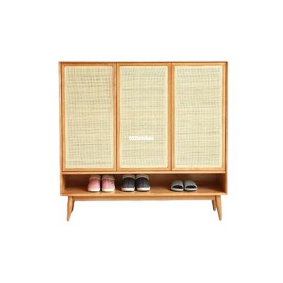 (包送貨安裝 | Delivery and Assembly Included)  A139 日式藤織面三門鞋櫃 (rattan shoe cabinet)