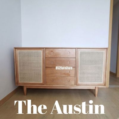 (包送貨安裝 | Delivery and Assembly Included) A006 日式藤織躺門餐邊櫃 (rattan dining sideboard)