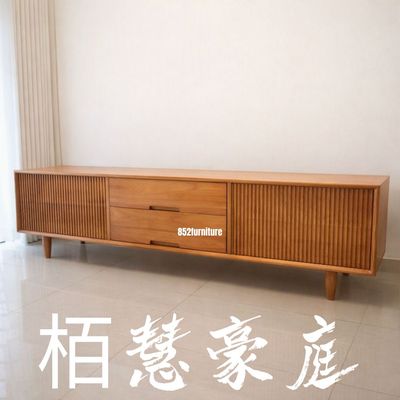(包送貨安裝 | Delivery and Assembly Included)  A218實木趟門電視櫃 (solid wood tv cabinet)