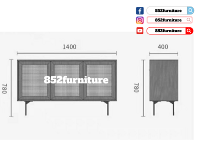 (包送貨安裝 | Delivery and Assembly Included)  ​A357 日式藤織面餐邊櫃 (rattan dining sideboard)