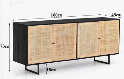 (包送貨安裝 | Delivery and Assembly Included)  A301日式藤面餐邊櫃 (Rattan Sideboard)