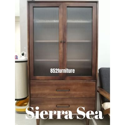 (包送貨安裝 | Delivery and Assembly Included)  A020 日式長虹玻璃書櫃 (Reeded Glass Bookshelf)