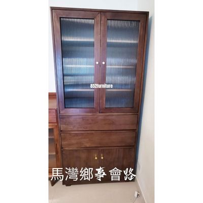 (包送貨安裝 | Delivery and Assembly Included) A072日式玻璃書櫃 (Reeded Glass Bookshelf)