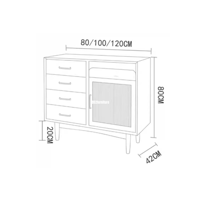 (包送貨安裝 | Delivery and Assembly Included) A437日式玻璃餐櫃 (Reeded glass sideboard)
