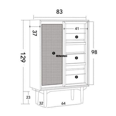 (包送貨安裝 | Delivery and Assembly Included)  A564藤面書櫃 (Rattan Bookshelf)