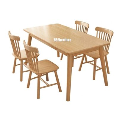 A621橡膠木餐桌組合 (dining table with chairs)