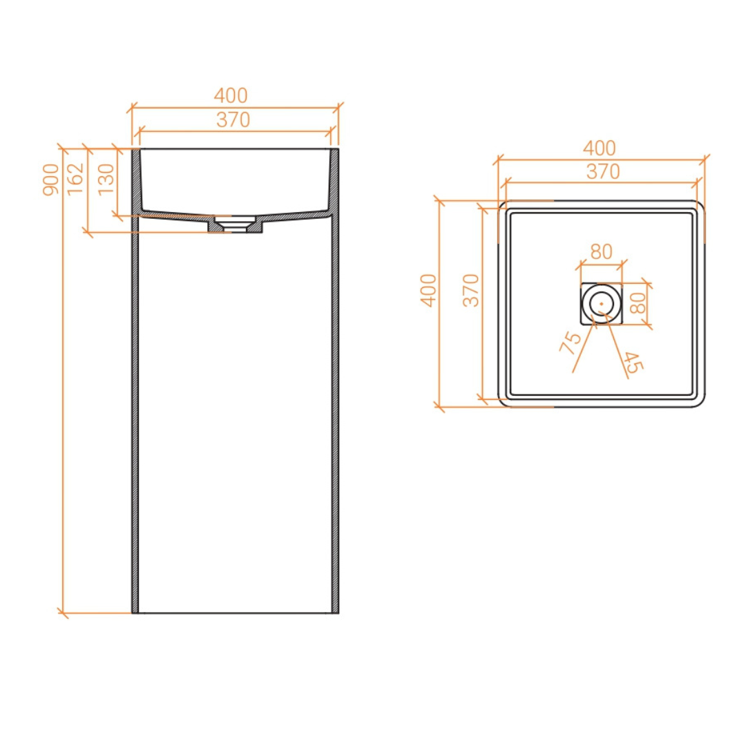 MONOLYTHOS X2 Lavabo Bagno Freestanding in Resina dalla Forma Cubica